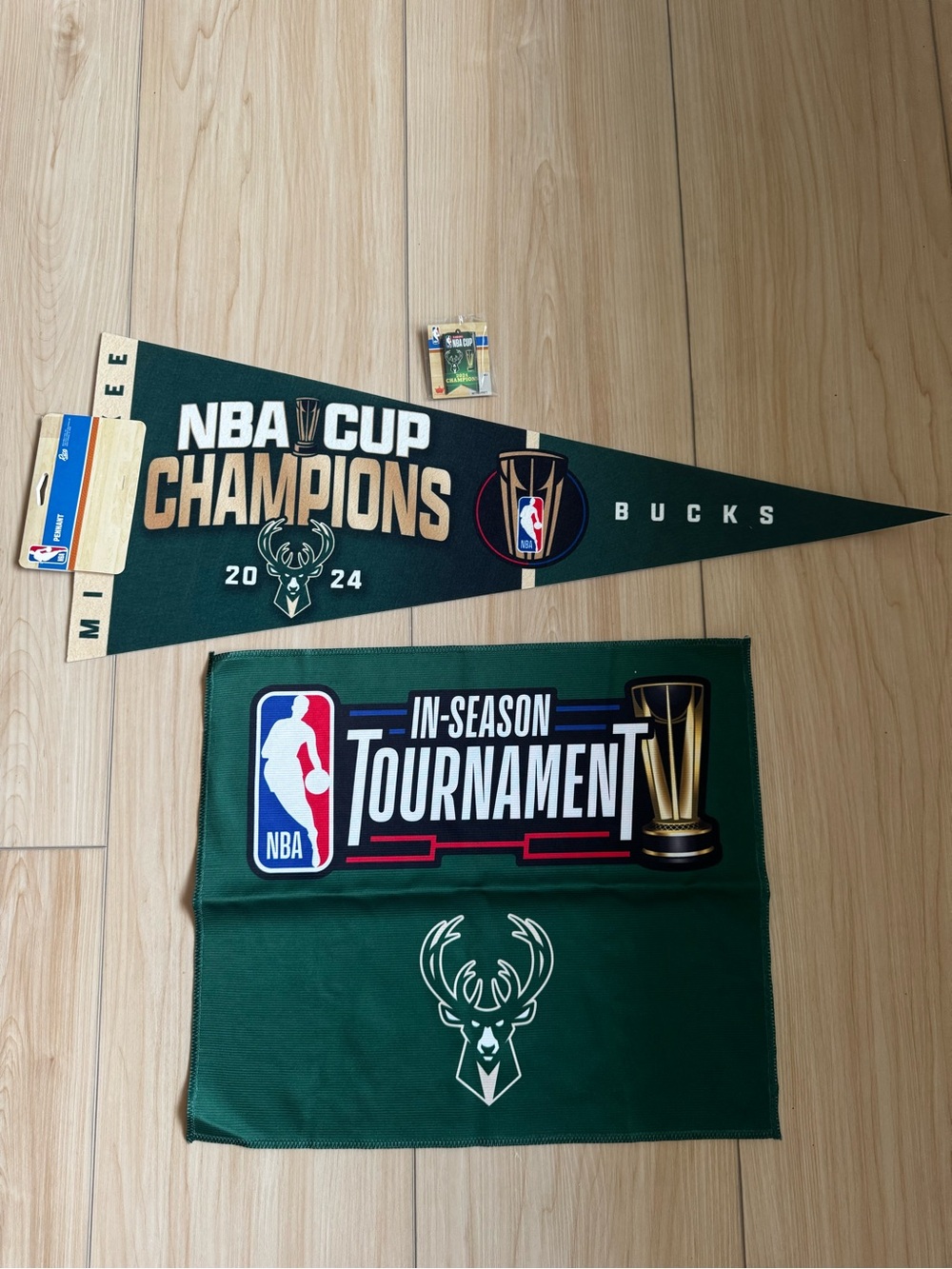 Milwaukee Bucks In Season Tournament Rally Towel, Pennant and Pin